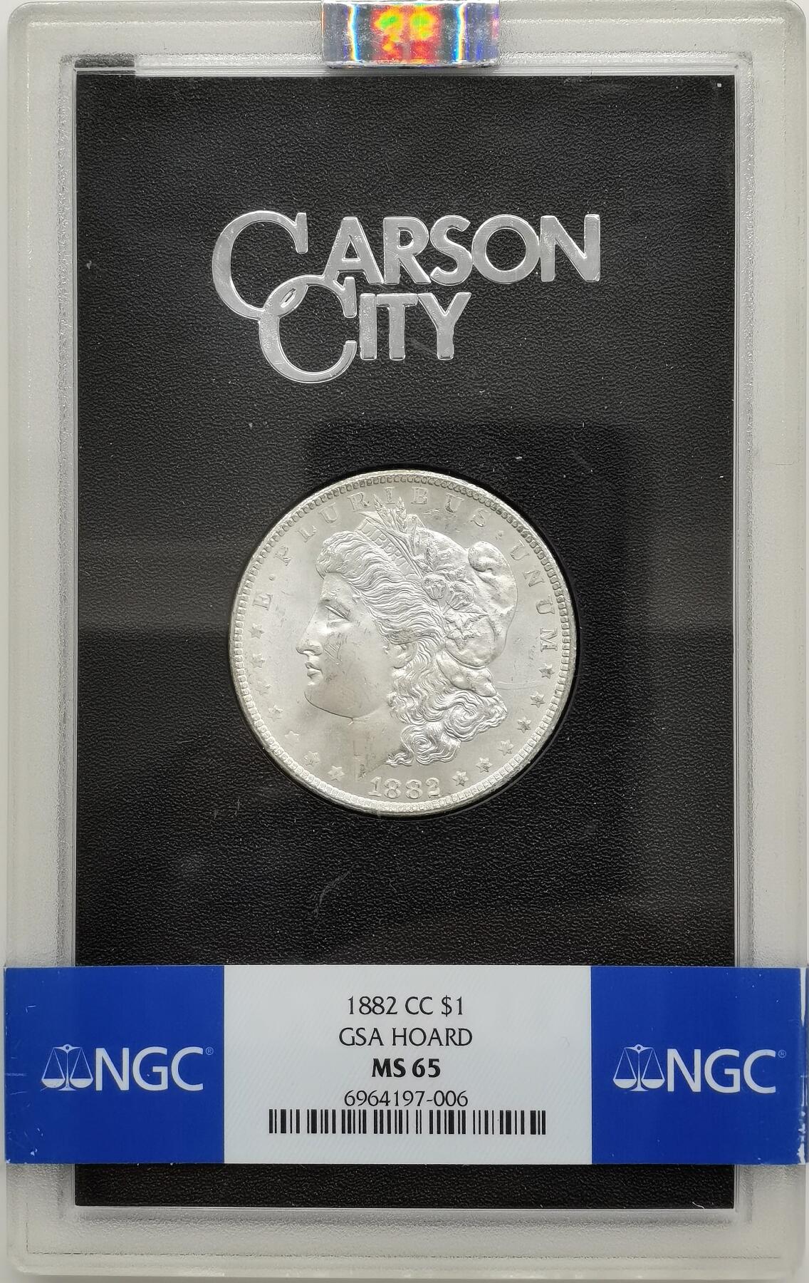 博洋堂世界钱币拍卖第153期（全场包邮） NGC MS65 美国1882 CC 摩根 卡森厂 GSA大封装 高分难得 十字转光