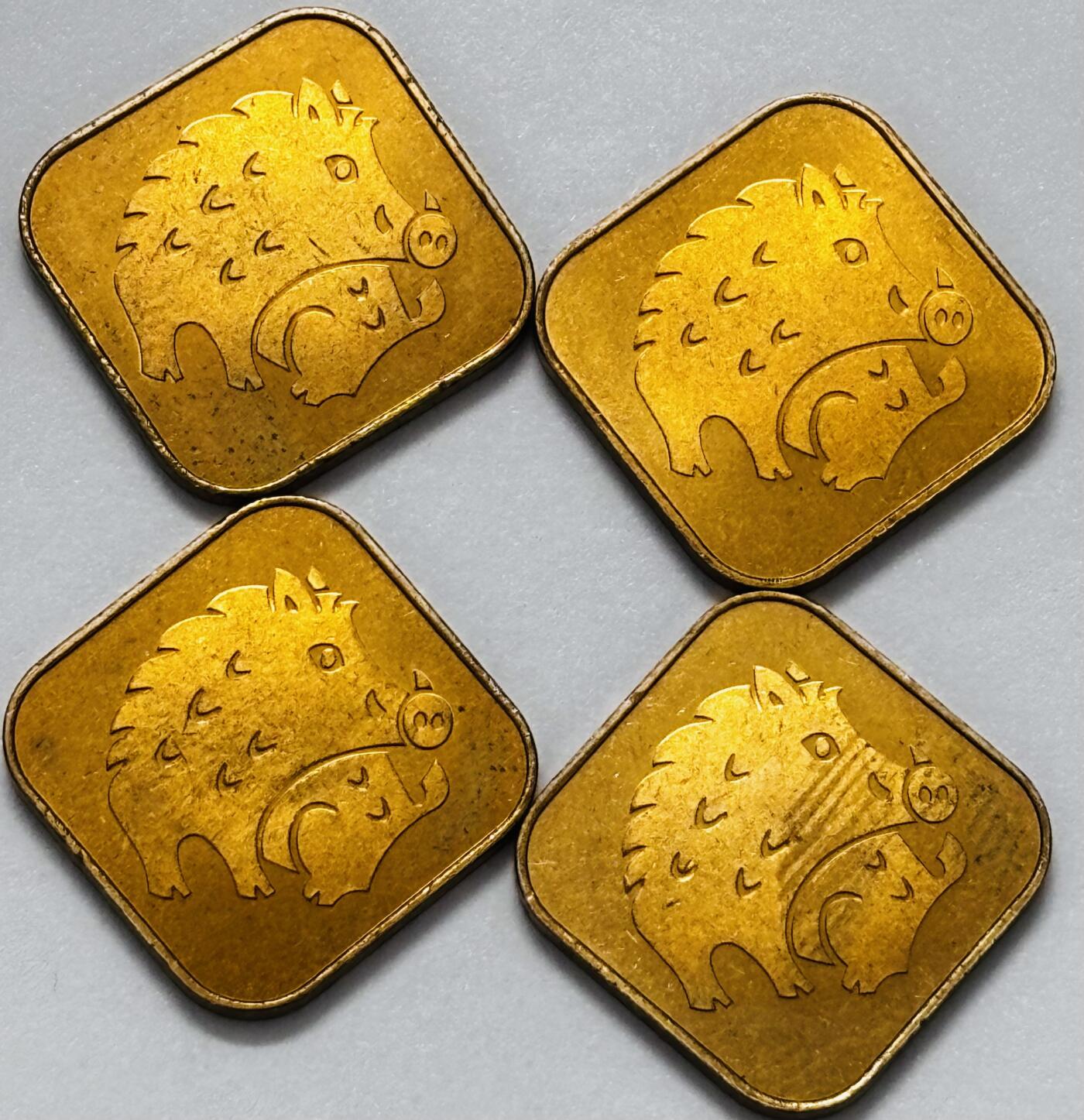 文馨钱币收藏第 286 场，圣诞节专场【 长期接收代拍品低至 0 佣金】 全新 1995 年日本猪年纪念章 4 枚