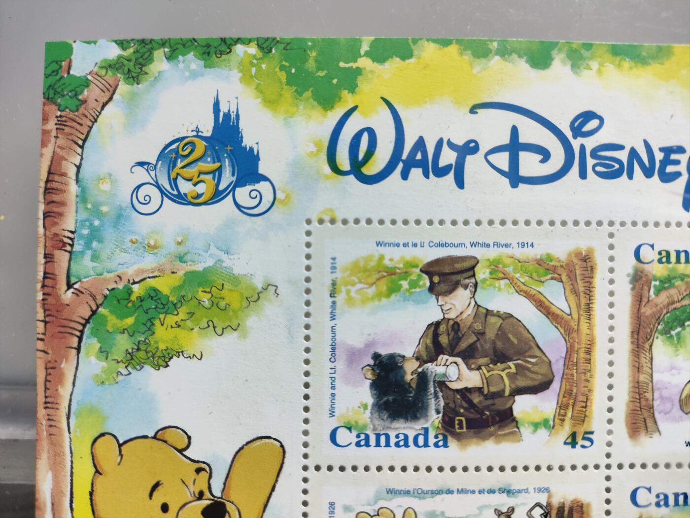 邮册邮折 加拿大1996年庆祝佛罗里达迪士尼乐园25周年发行的小熊维尼纪念邮票小全张