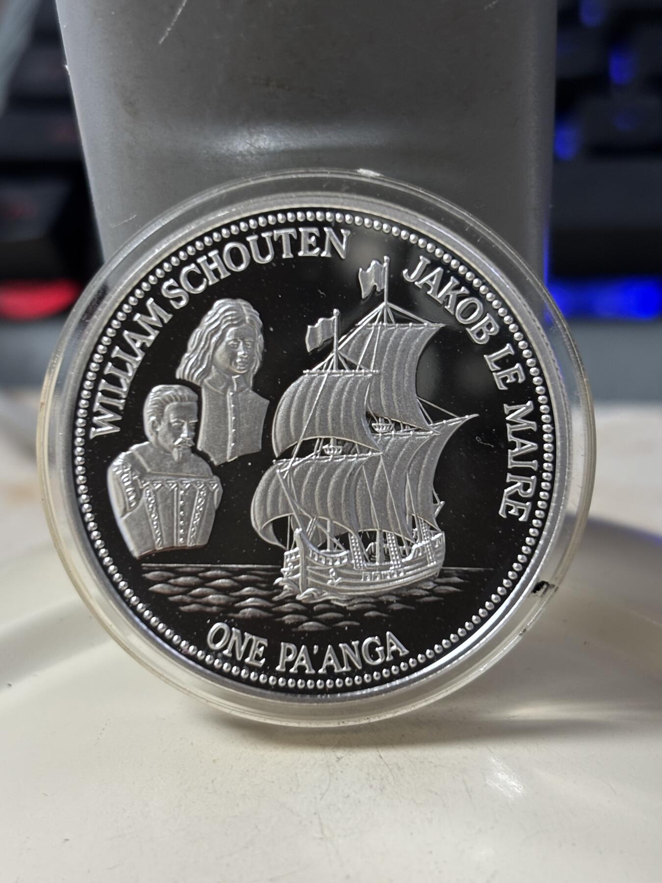 第185期拍卖 汤加1991年探险家1盎司纪念银币，925银，银价437元