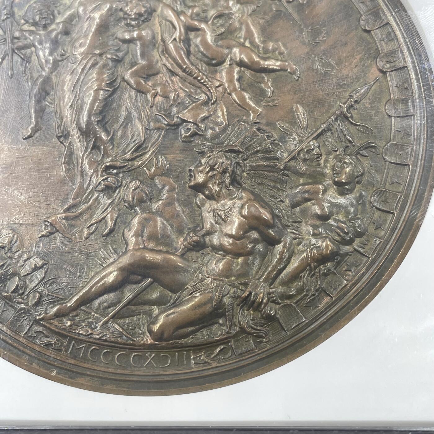 「木头集藏」“冬至雅藏”——章牌精品专场！ Ludovico Pogliaghi～1892年意大利哥伦布发现美洲大陆400周年纪念大铜章，直径：101.8 mm，。