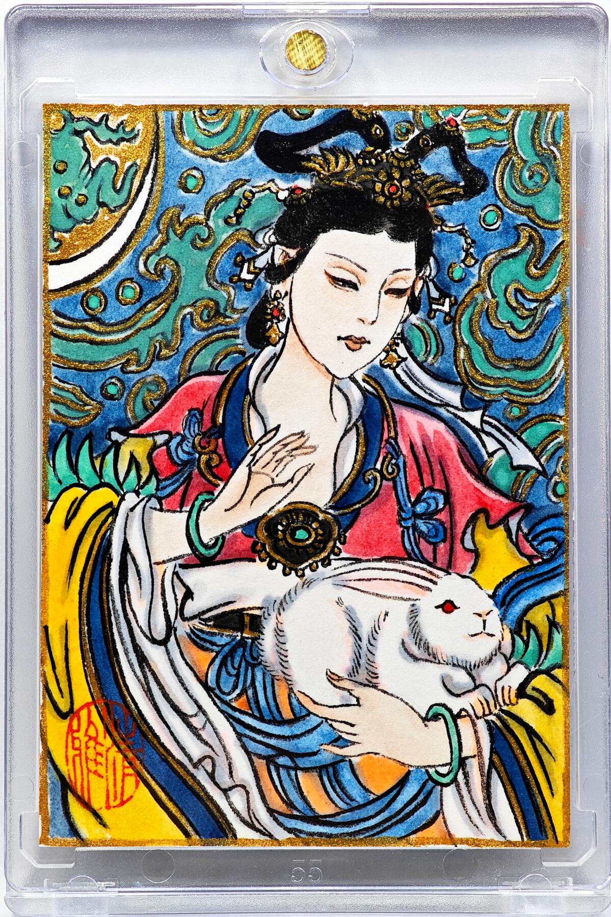 白泽拍卖卡牌手绘专场第30期（白金之夜 跨年大拍） 2025 卢艺丰手绘卡 嫦娥  卢艺丰亲签 卡砖封装