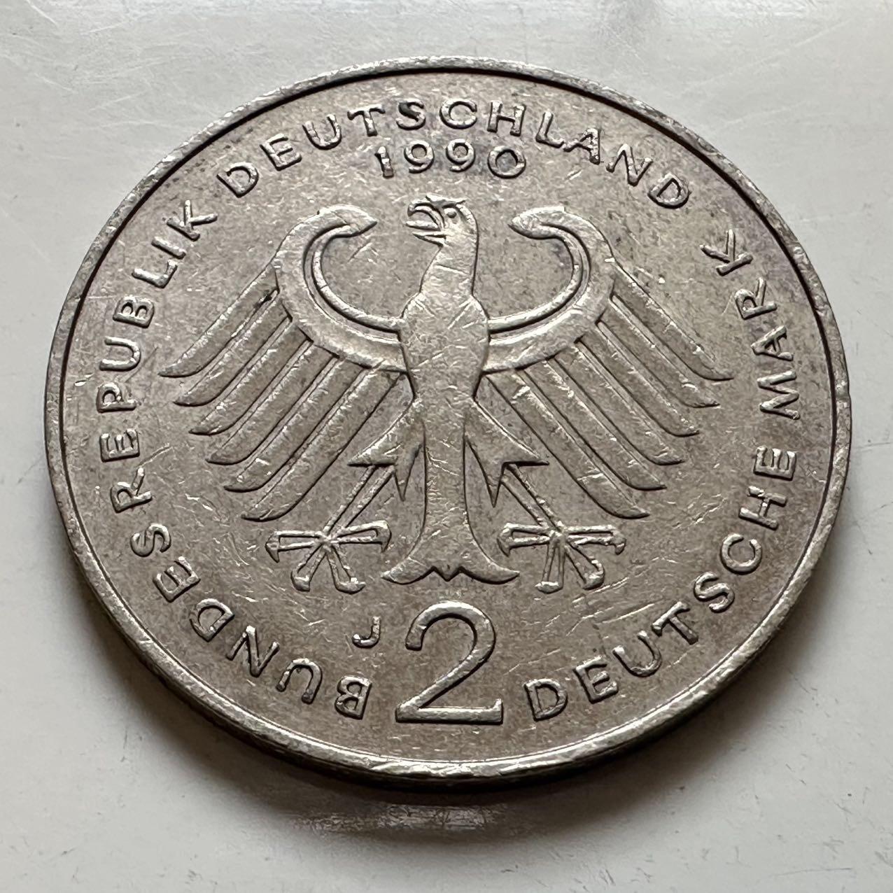 🌹外币初藏🌹🐯2025年第143场  每周二四六晚8️⃣点 接代拍 德国1990年J版 2马克  艾哈德