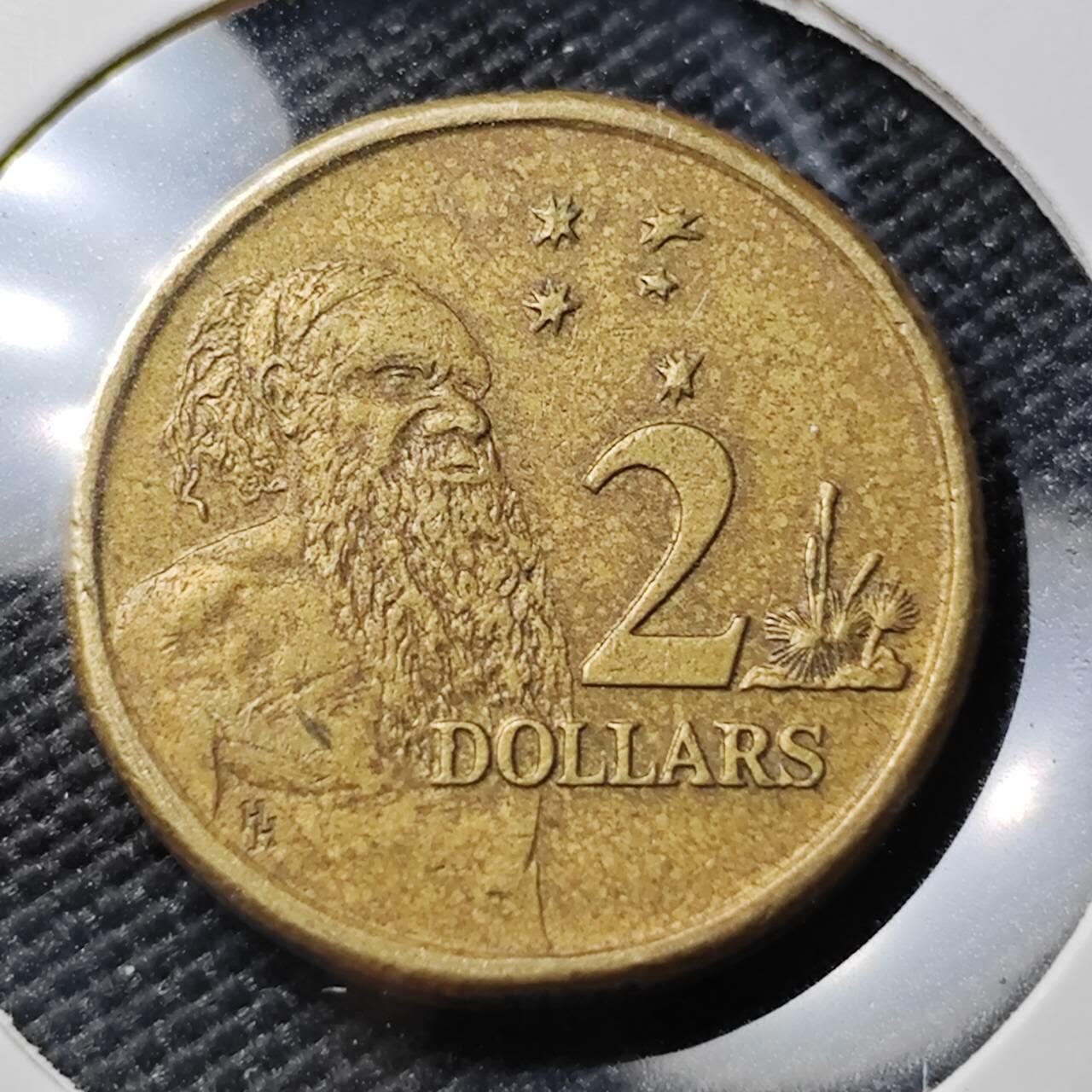 KK钱币收藏小铺 第382期  2月预留时间 周末发货 1988澳大利亚土著人2元 