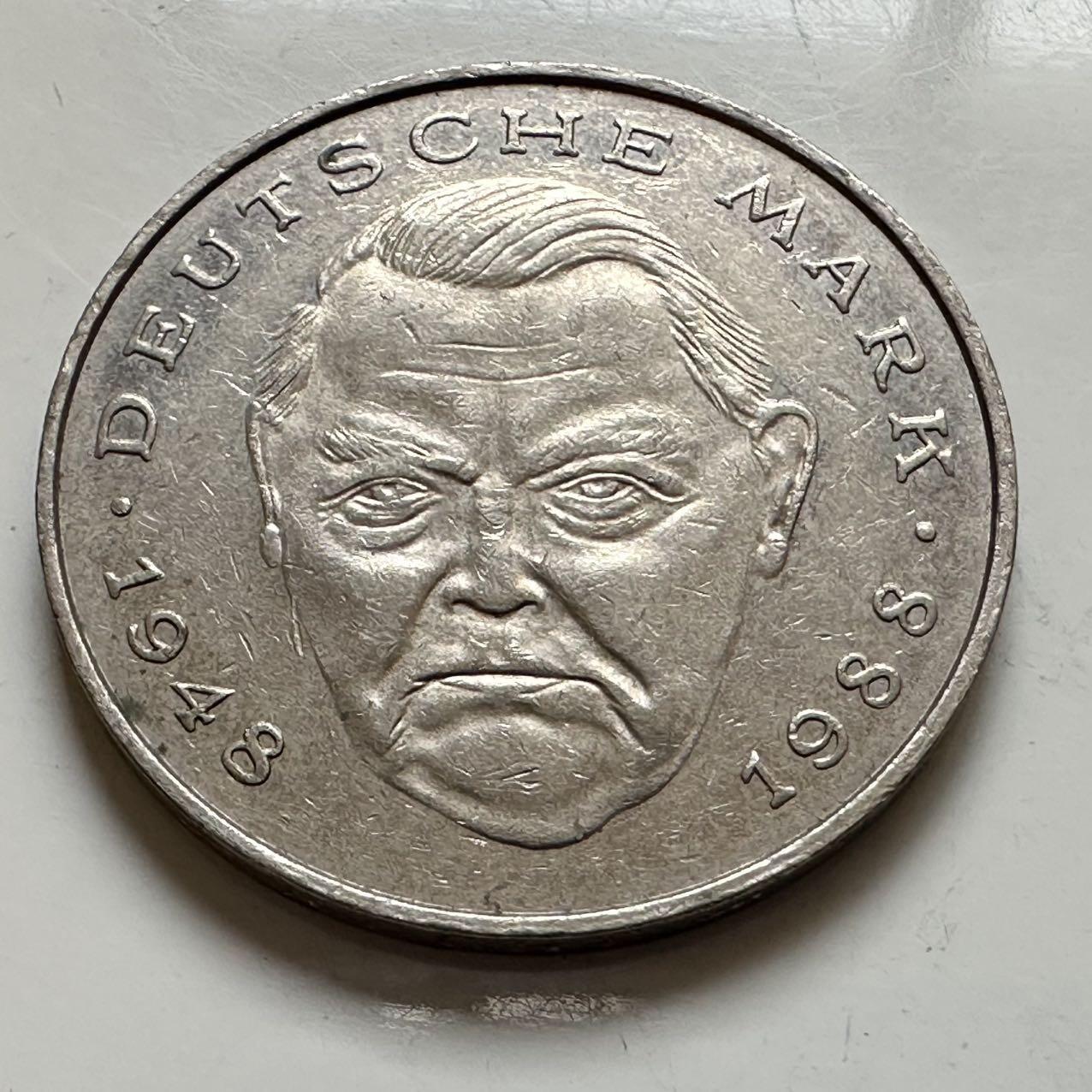 🌹外币初藏🌹🐯2025年第143场  每周二四六晚8️⃣点 接代拍 德国1990年J版 2马克  艾哈德