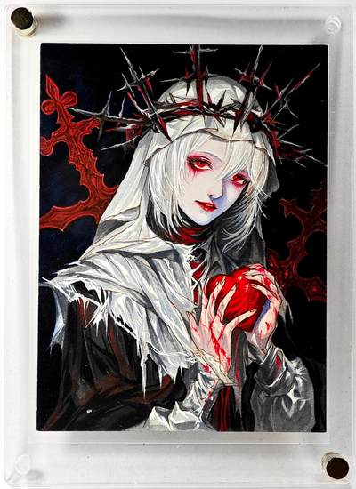 白泽拍卖卡牌手绘专场第30期（白金之夜 跨年大拍） - 2025 艺方文创 手绘卡 尖物恐惧 尺寸：9.9cm*13.2cm 带盒  鱼虾亲签 卡砖封装