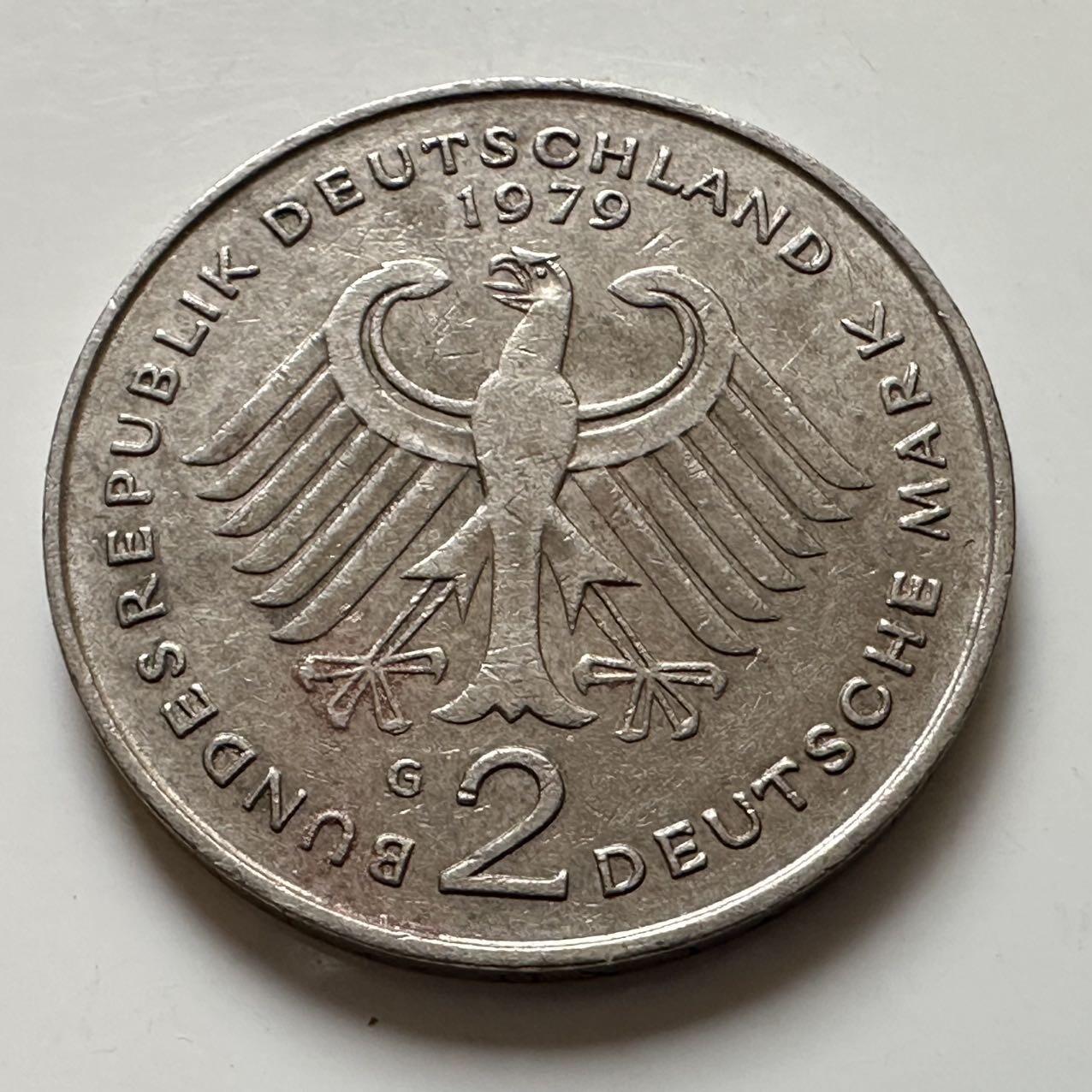 🌹外币初藏🌹🐯2025年第143场  每周二四六晚8️⃣点 接代拍 德国1979年G版 2马克 德国前总理舒马赫