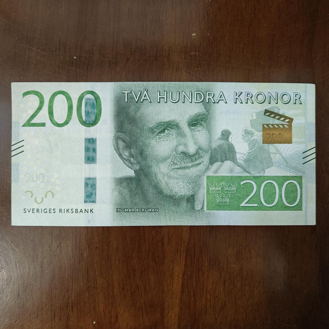 欧洲瑞典200克朗纸币 英格玛·伯格曼 2015年 单张流通好品原图片