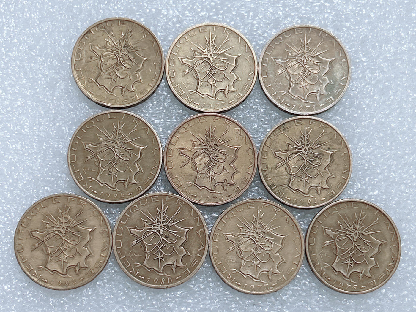 第一海外回流一元起拍收藏 散集专场  第278期 法国巴士底狱10法郎硬币 10枚