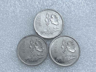 第一海外回流一元起拍收藏 散集专场  第278期 - 巴西1972年独立150周年1克鲁塞罗浮雕式纪念币 3枚