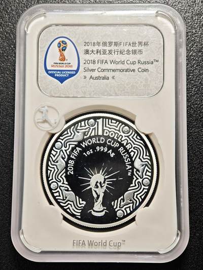 【德藏】世界币章拍卖第158期 - 2018年 澳大利亚俄罗斯世界杯1元纪念银币 封装版 1盎司 999银