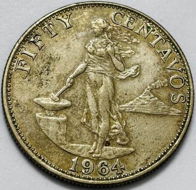 文馨钱币收藏第 286 场，圣诞节专场【 长期接收代拍品低至 0 佣金】 - 少见关门版 1964 年菲律宾打铁女神 50 分