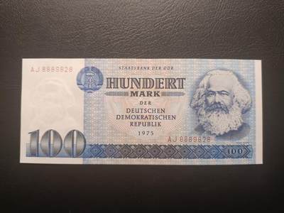 2025十二月第四期，总209期 - 德意志民主共和国（东德）1975版100马克UNC无47豹子头888，马克思和东柏林