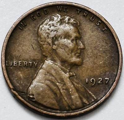 文馨钱币收藏第 286 场，圣诞节专场【 长期接收代拍品低至 0 佣金】 - 少见年份 1927 年美国林肯麦穗 1 美分铜币