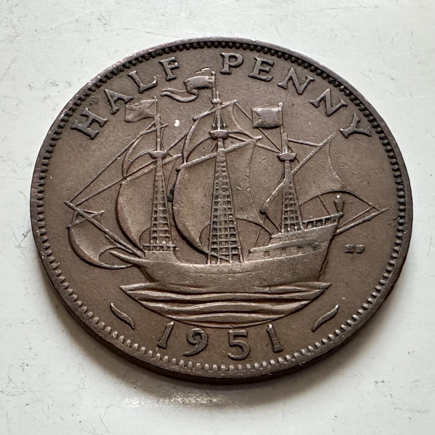 🌹外币初藏🌹🐯2025年第143场  每周二四六晚8️⃣点 接代拍 英国1951年 半便士