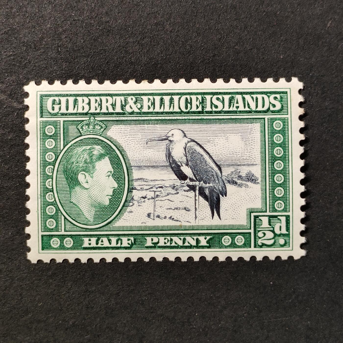 ↓君缘收藏685期☞钱币邮品↓无佣金、可寄存、满30元包邮  英属吉尔伯特和埃利斯群岛邮票，1939年乔治六世·军舰鸟邮票雕刻版