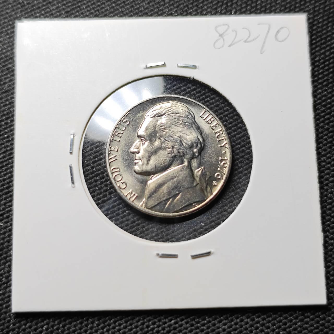 KK钱币收藏小铺 第382期  2月预留时间 周末发货 1976美国5美分 拆卷品