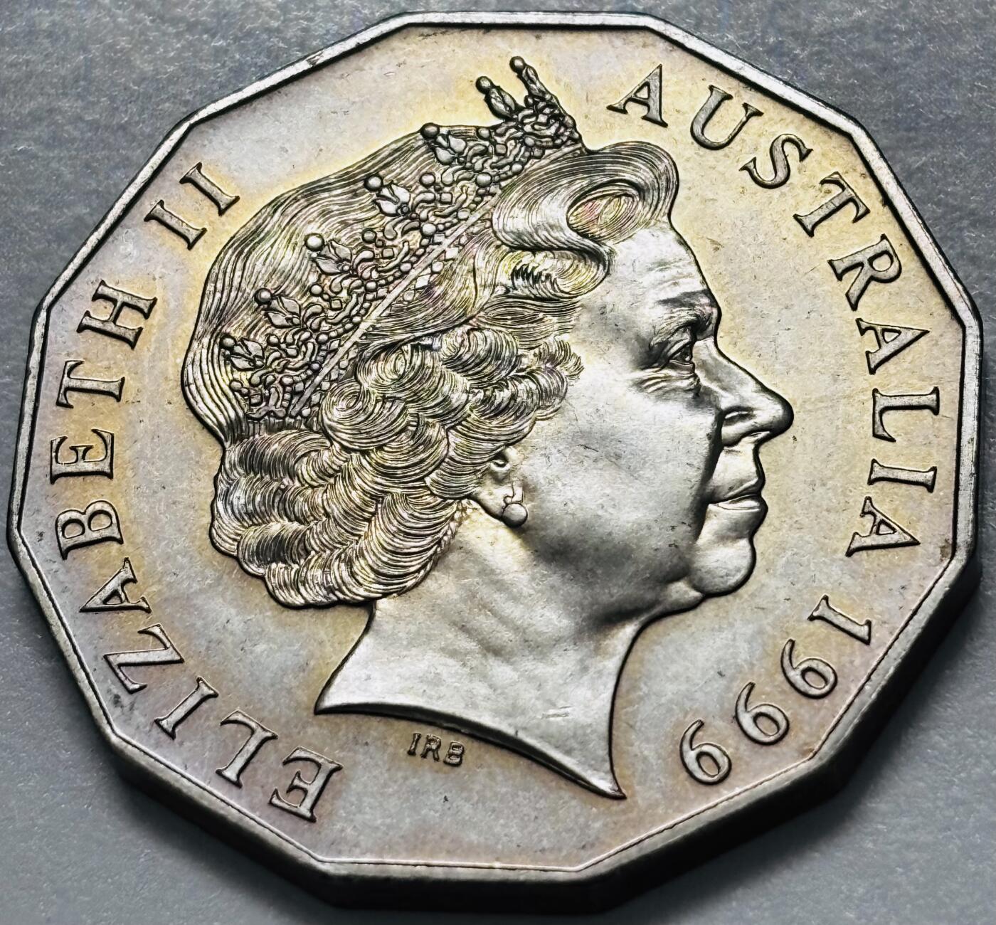 文馨钱币收藏第 286 场，圣诞节专场【 长期接收代拍品低至 0 佣金】 原光带彩 1999 年澳大利亚 50 分