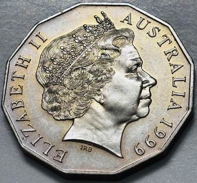 文馨钱币收藏第 286 场，圣诞节专场【 长期接收代拍品低至 0 佣金】 - 原光带彩 1999 年澳大利亚 50 分