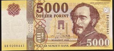 小福收藏拍卖第197期 裸钞场 本期有多张豹子号靓号 百慕大03年50元纪念钞百位号 马来亚和英属婆罗洲开国第一张纸币大冠女王 马来亚 41年1元英王乔六 法属太平洋10000法郎 捷克1000克朗纪念钞千位号  卢森堡 1000法郎  萨尔瓦多样钞 匈牙利 法罗群岛 危地马拉等多国精美纸币 - 匈牙利 2020年 5000福林 unc