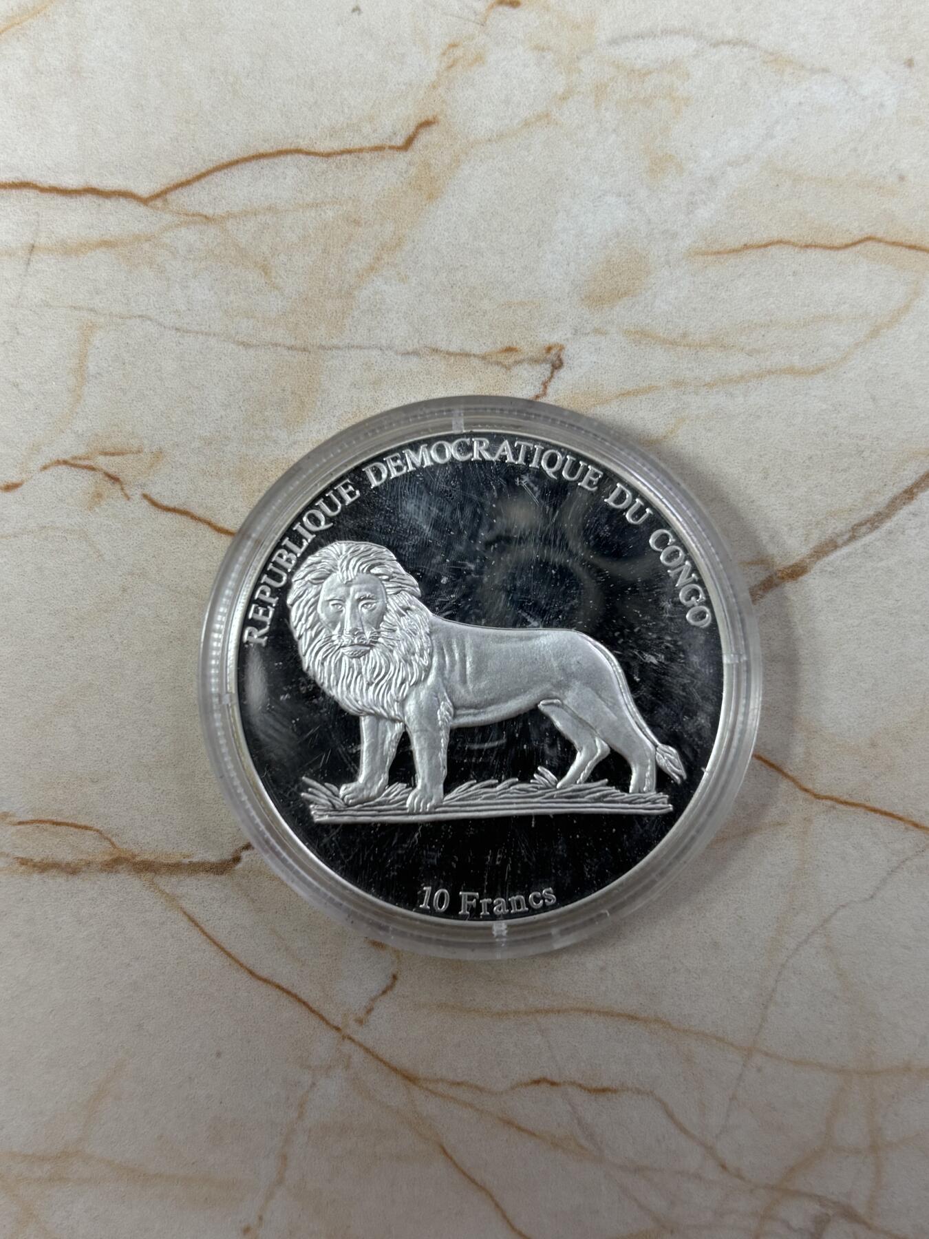 第185期拍卖 刚果2003年教皇保罗二世纪念银币，26克，999银，银价388.7元