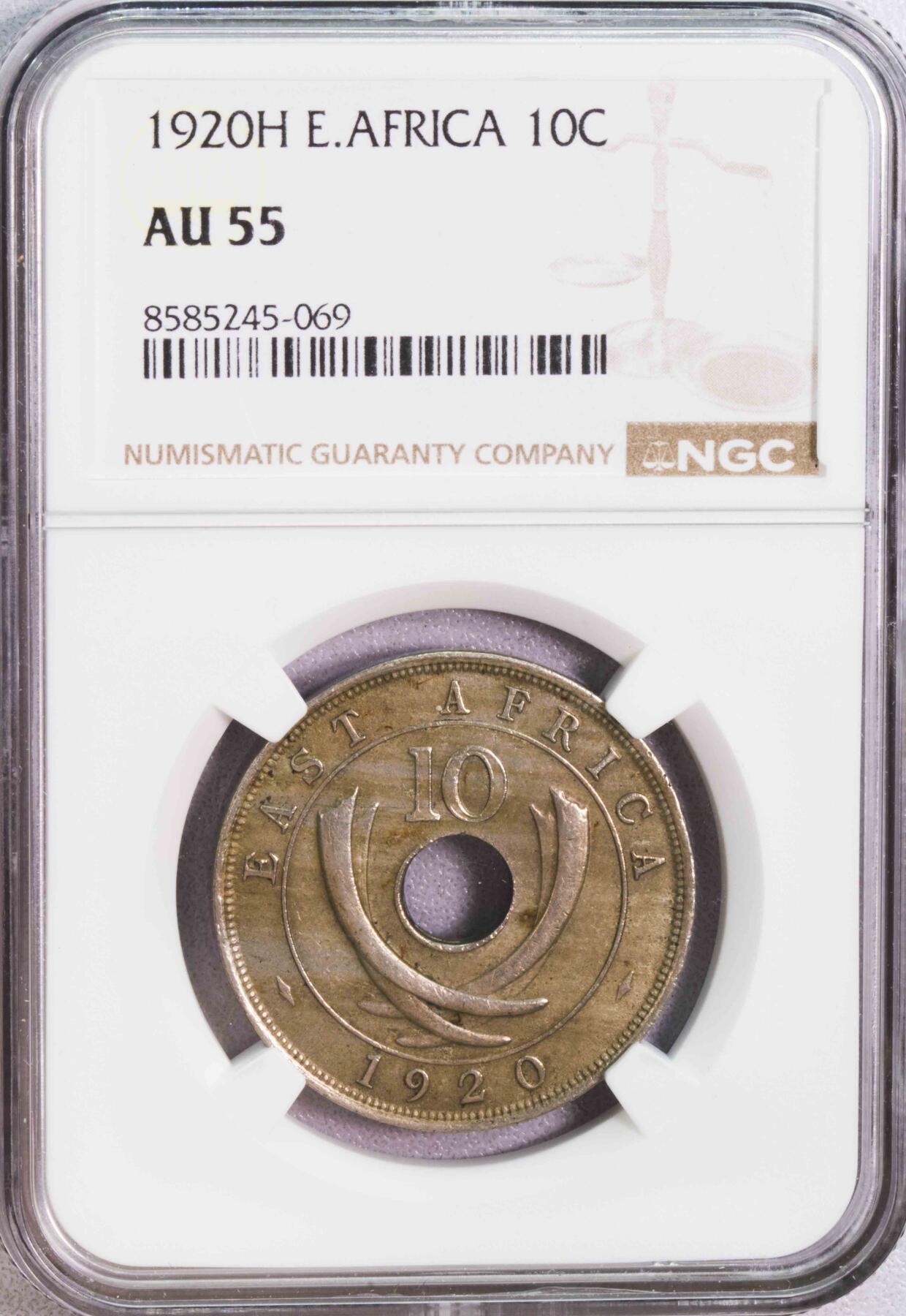 NGC-AU55 1920H英属东非10分镍币 总筋