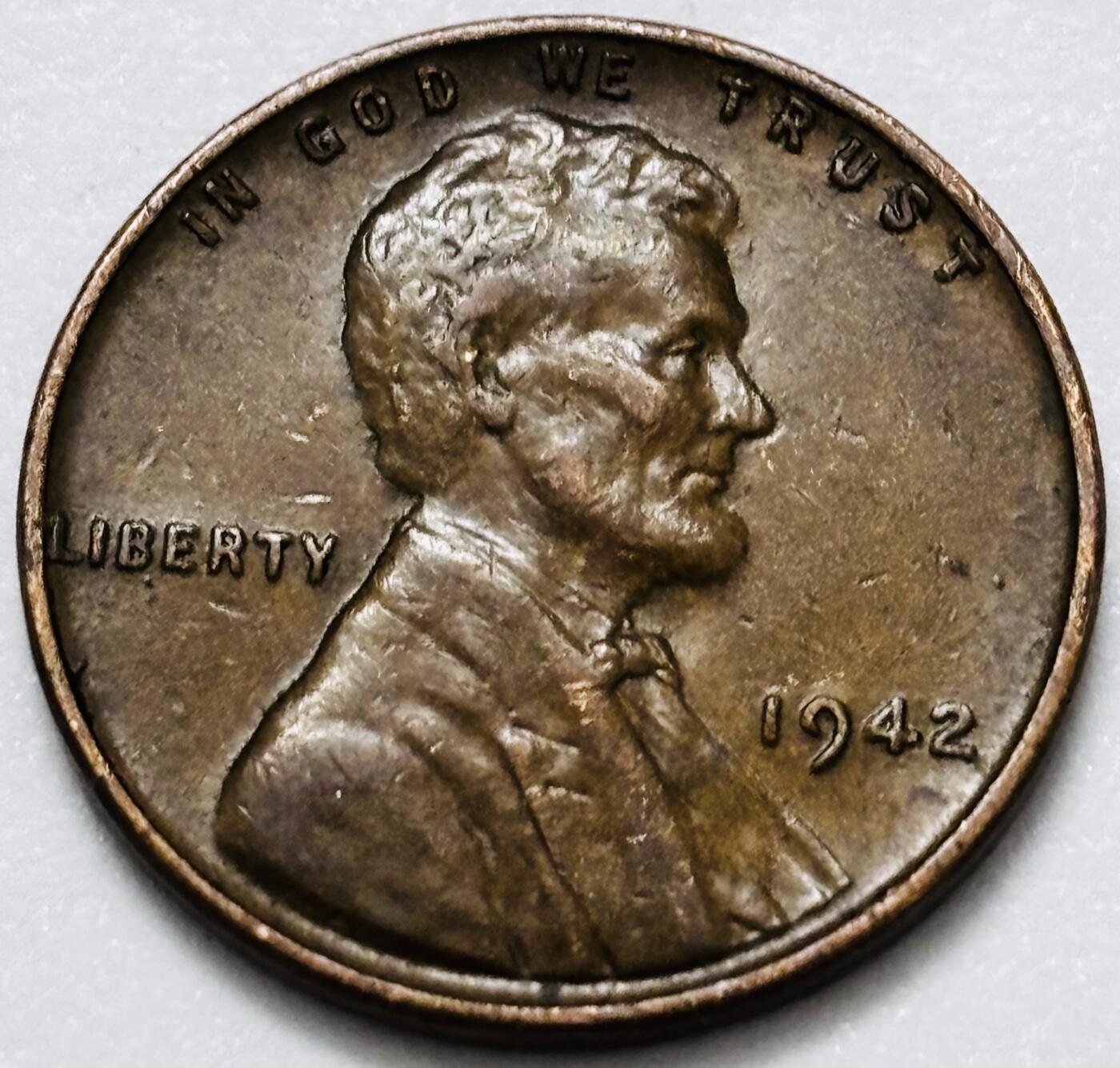 文馨钱币收藏第 286 场，圣诞节专场【 长期接收代拍品低至 0 佣金】 少见年份 1942 年美国林肯麦穗 1 美分铜币