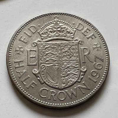 🌹外币初藏🌹🐯2025年第143场  每周二四六晚8️⃣点 接代拍 - 英国1967年半克郎 旧币制末版