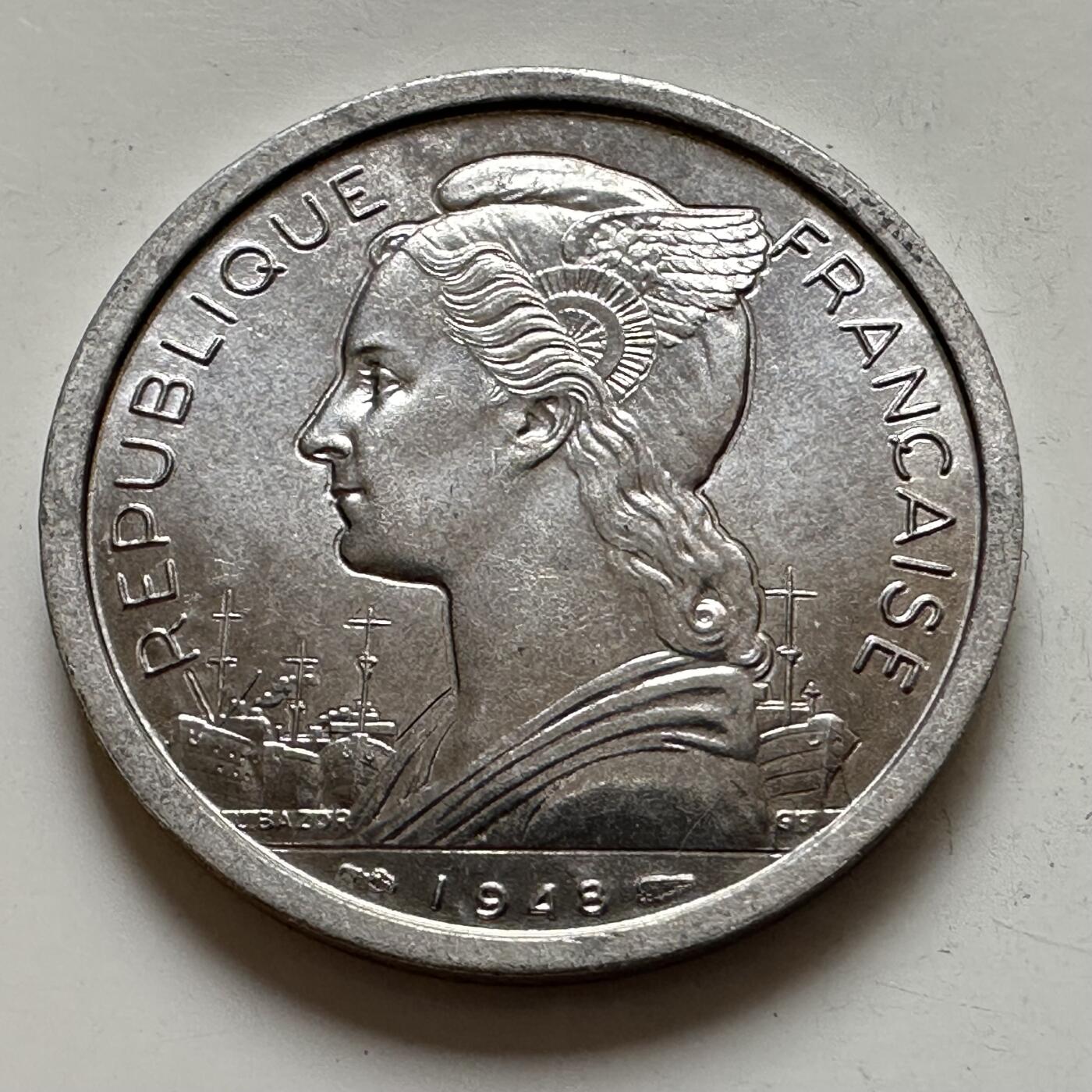 🌹外币初藏🌹🐯2025年第143场  每周二四六晚8️⃣点 接代拍 法属留尼旺1948年2法郎