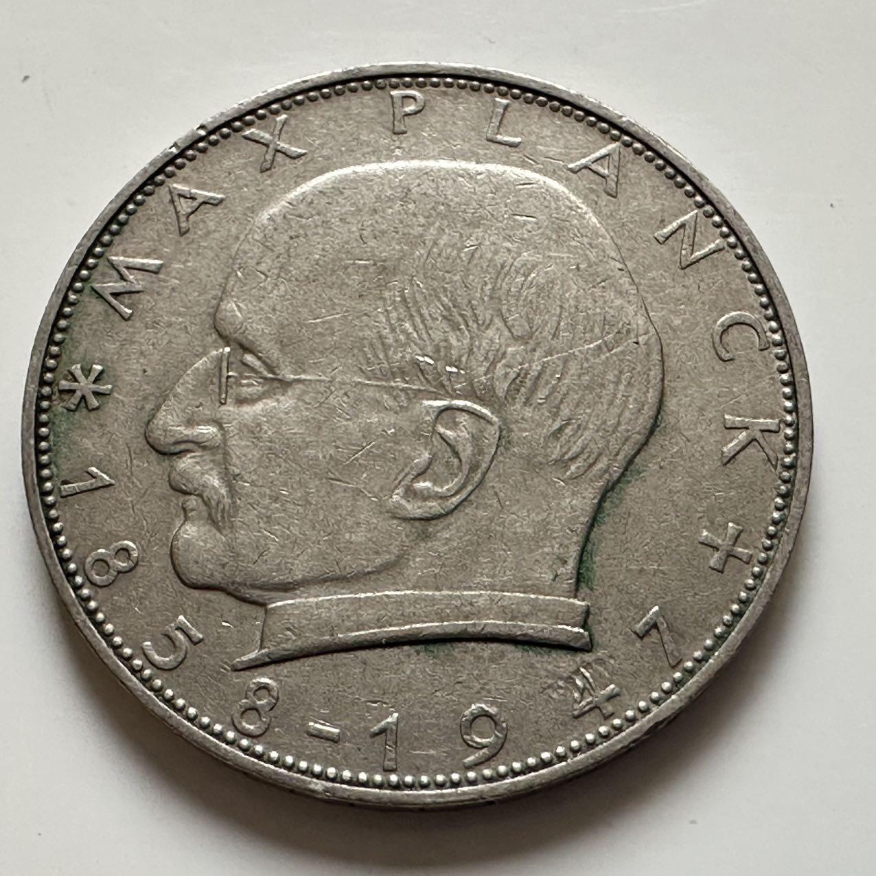 🌹外币初藏🌹🐯2025年第143场  每周二四六晚8️⃣点 接代拍 德国1961年F版 2马克 普朗克