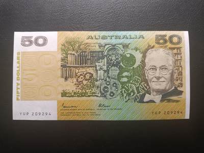 2025十二月第四期，总209期 - 澳大利亚1985年50元UNC-，病理学家弗洛勒伊和生物学家罗斯，中早期签名