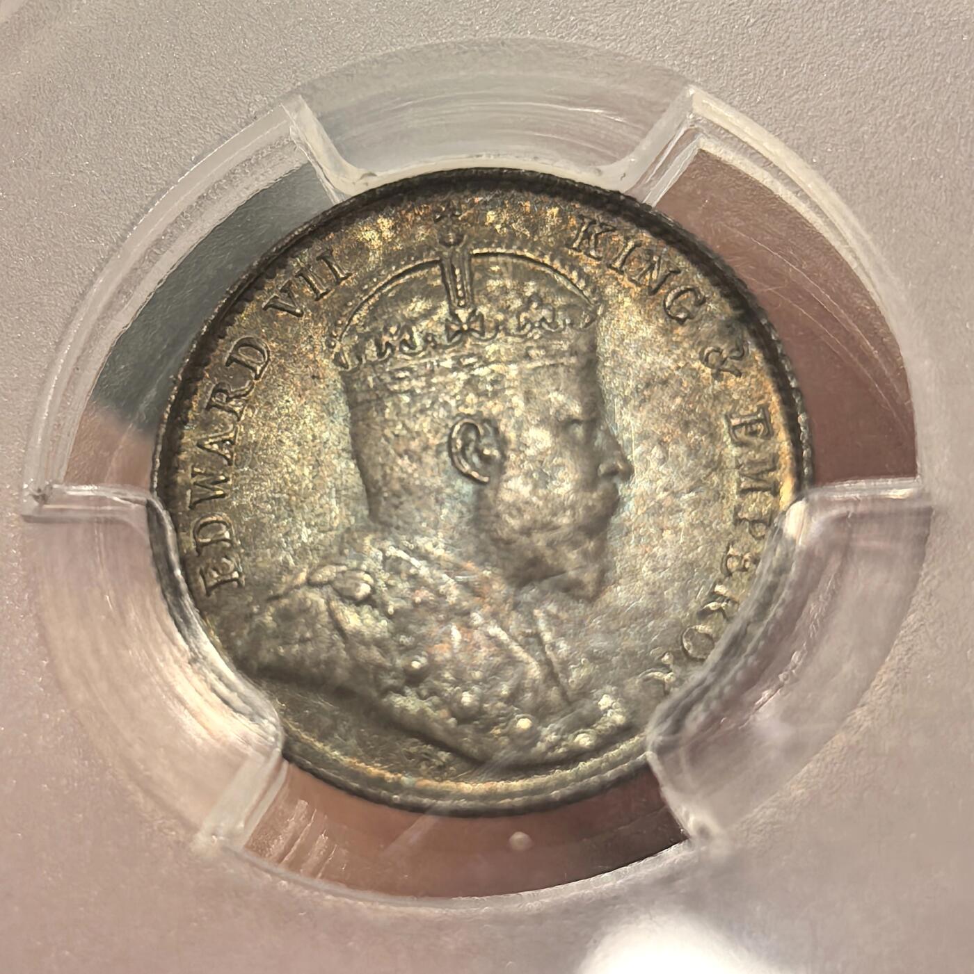 博洋堂世界钱币拍卖第153期（全场包邮） PCGS MS66 香港1903年爱德华七世五仙银币 孔雀蓝彩 PCGS季军分 高评仅7枚