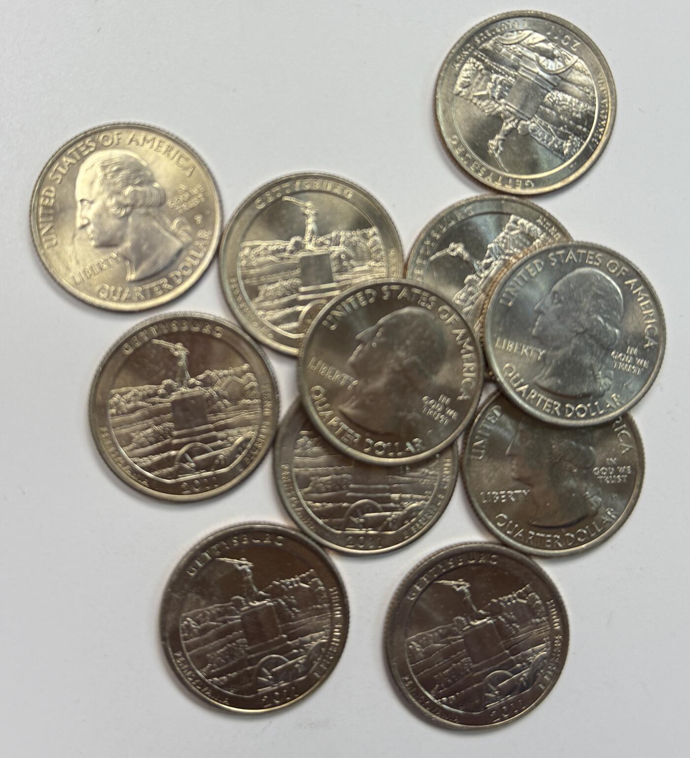 S&S Numismatic世界钱币-拍卖 第117期  11枚一起-美国2011年 国家公园币-第6枚-葛底斯堡公园 25美分纪念币