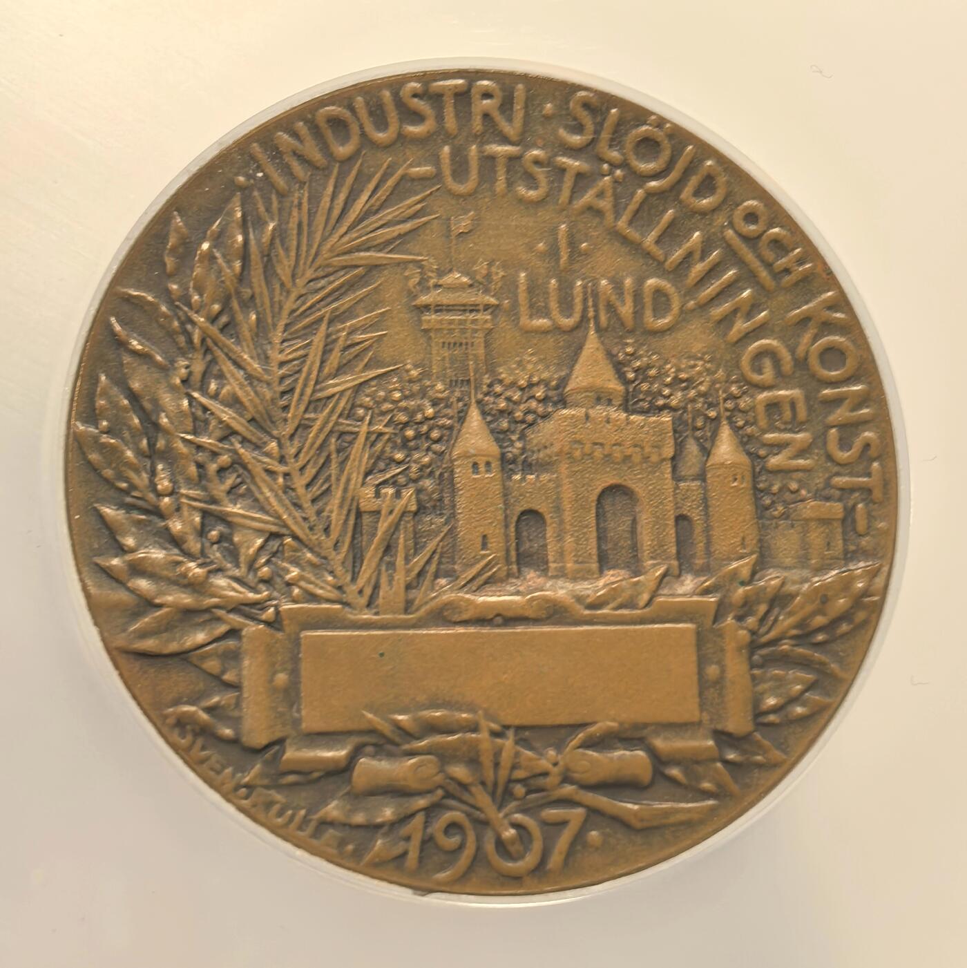 博洋堂世界钱币拍卖第153期（全场包邮） NGC MS64 瑞典1907年艺术与工业博览会大铜章。64分高分不易