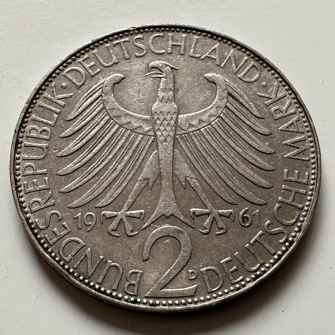 🌹外币初藏🌹🐯2025年第143场  每周二四六晚8️⃣点 接代拍 德国1961年D版 2马克 普朗克