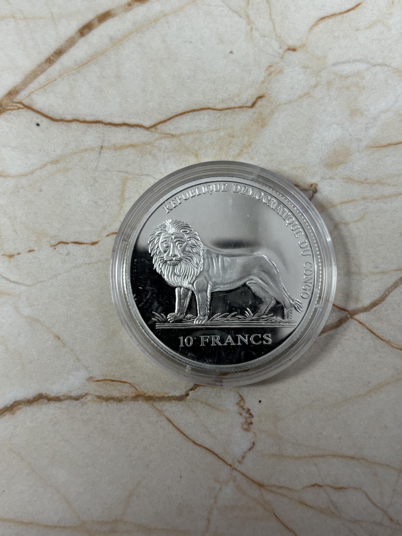 第185期拍卖 刚果2004年教皇访问瑞士纪念银币，925银，25克，银价346元