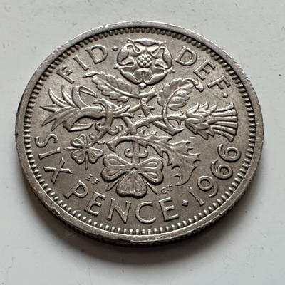 🌹外币初藏🌹🐯2025年第143场  每周二四六晚8️⃣点 接代拍 - 英国1966年 6便士 a