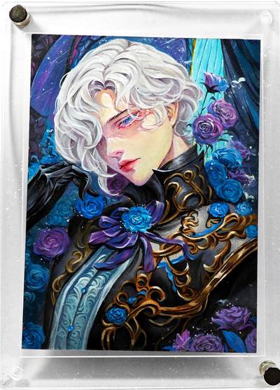 白泽拍卖卡牌手绘专场第30期（白金之夜 跨年大拍） - 2025 艺方文创 手绘卡 玫瑰少年 尺寸：9.9cm*13.2cm 带盒  咪吖亲签 卡砖封装