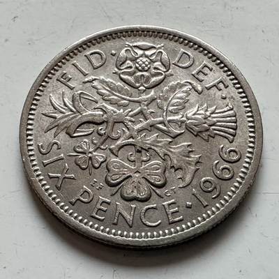 🌹外币初藏🌹🐯2025年第143场  每周二四六晚8️⃣点 接代拍 - 英国1966年 6便士 b