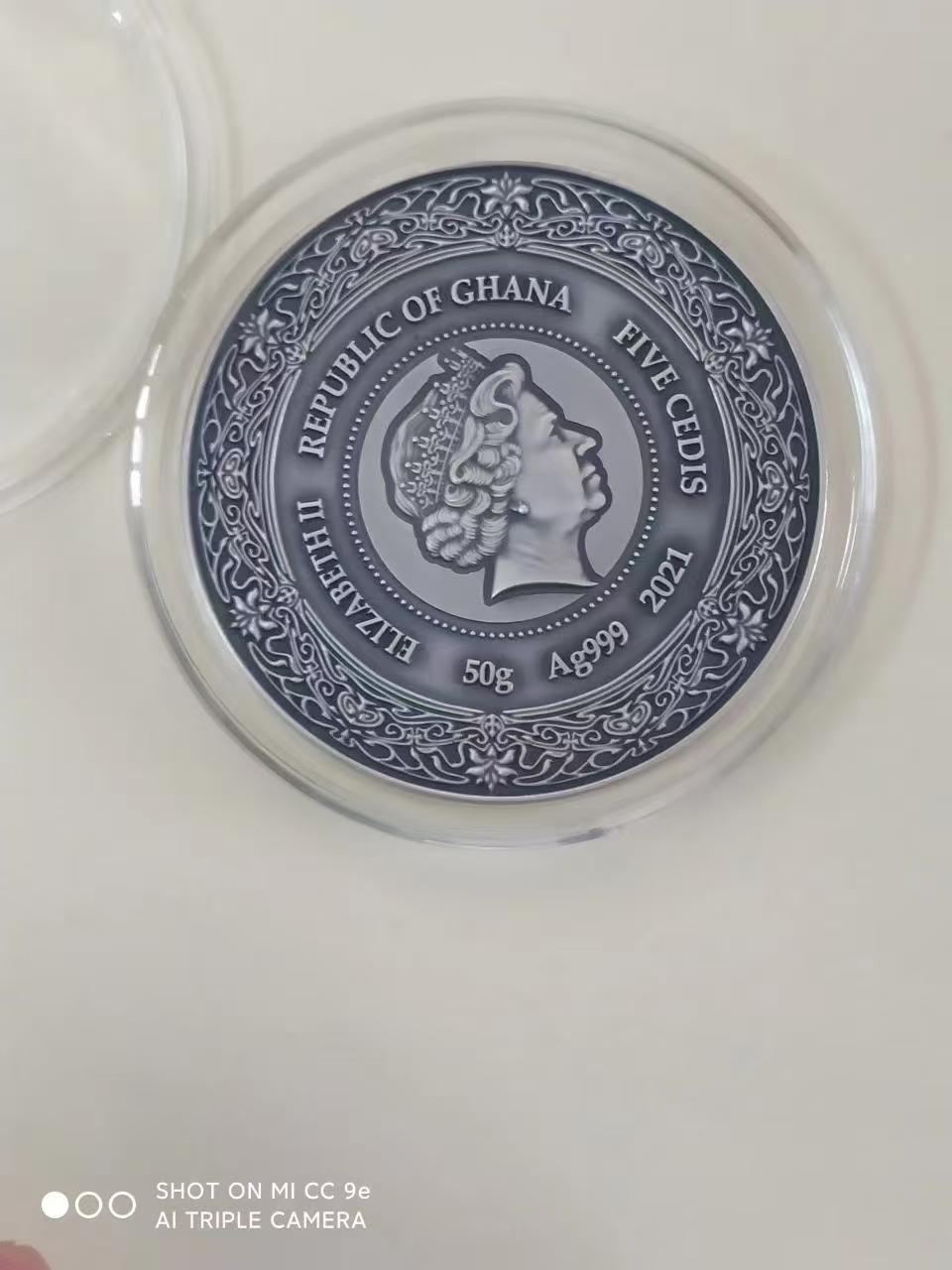 第185期拍卖 加纳2021年50克, 穆夏名画:健康女神系列-