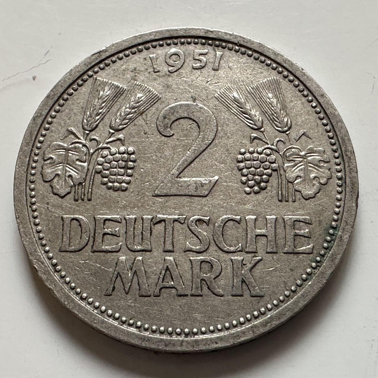 🌹外币初藏🌹🐯2025年第143场  每周二四六晚8️⃣点 接代拍 德国1951年J版2马克 独年版