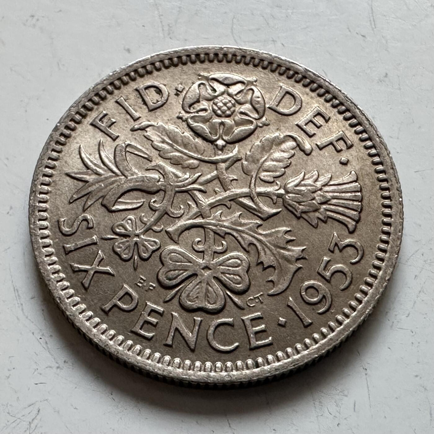 🌹外币初藏🌹🐯2025年第143场  每周二四六晚8️⃣点 接代拍 英国1953年 6便士 登基版b