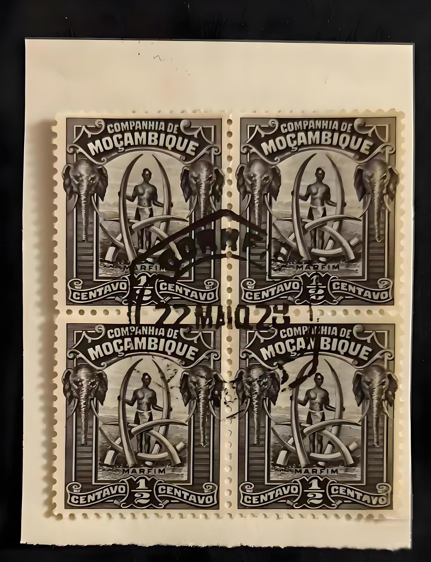 前葡属莫桑比克公司发行的精美雕刻版四联邮税票