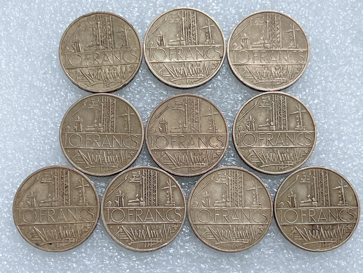 第一海外回流一元起拍收藏 散集专场  第278期 法国巴士底狱10法郎硬币 10枚