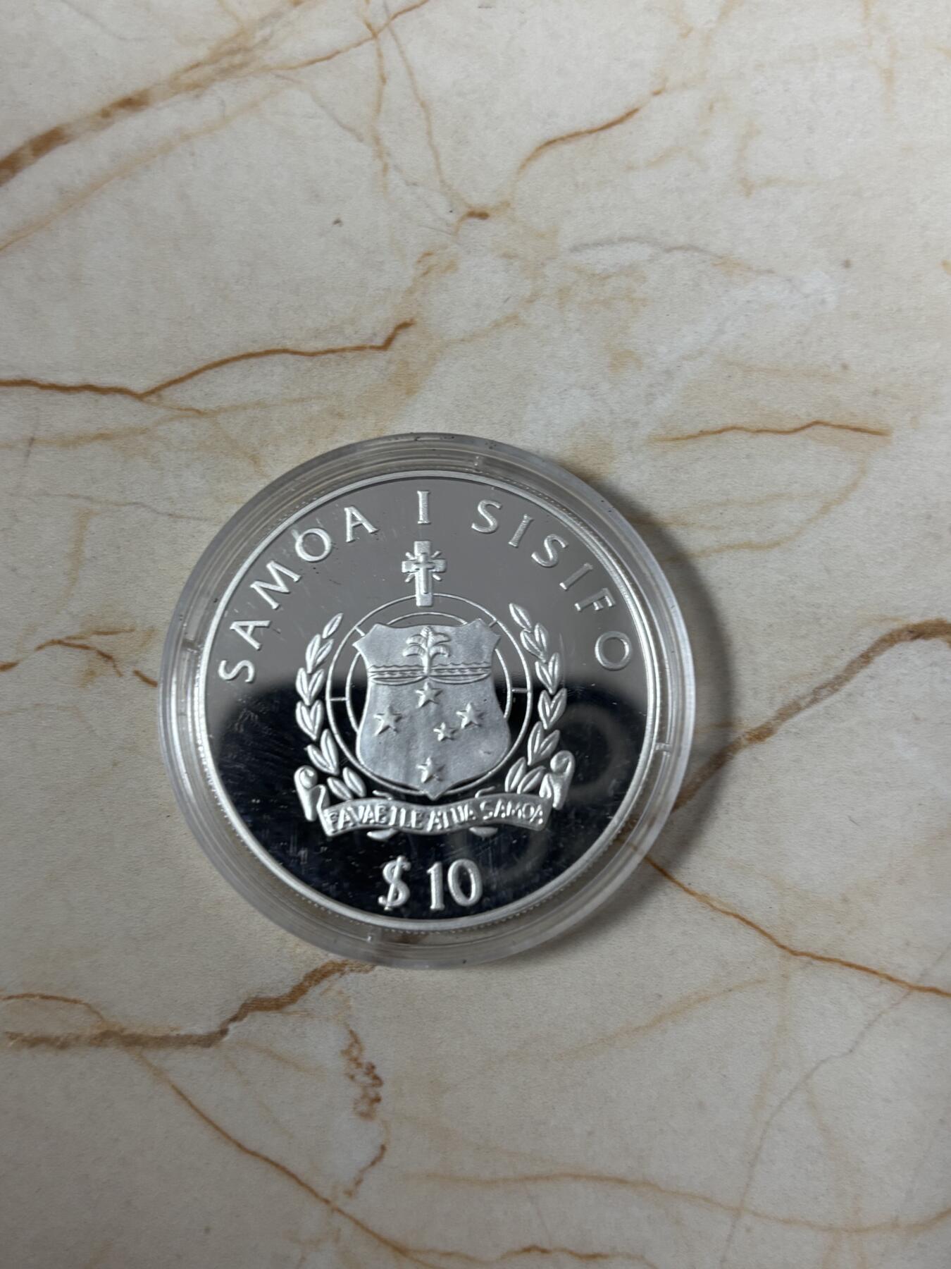 第185期拍卖 萨摩亚2000年沙滩排球31.46克纪念银币，925银，银价435元