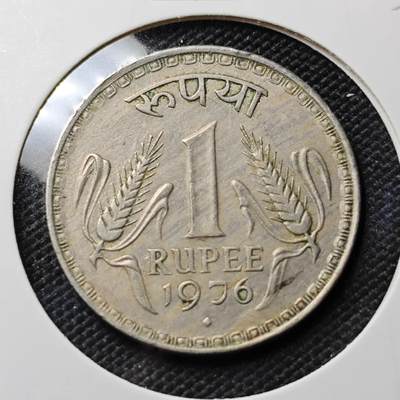 KK钱币收藏小铺 第382期  2月预留时间 周末发货 - 1976印度1卢比 大卢比