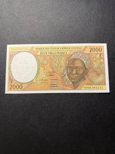 第14期 库存低价起拍 - 中非1999年 2000法郎 全新unc