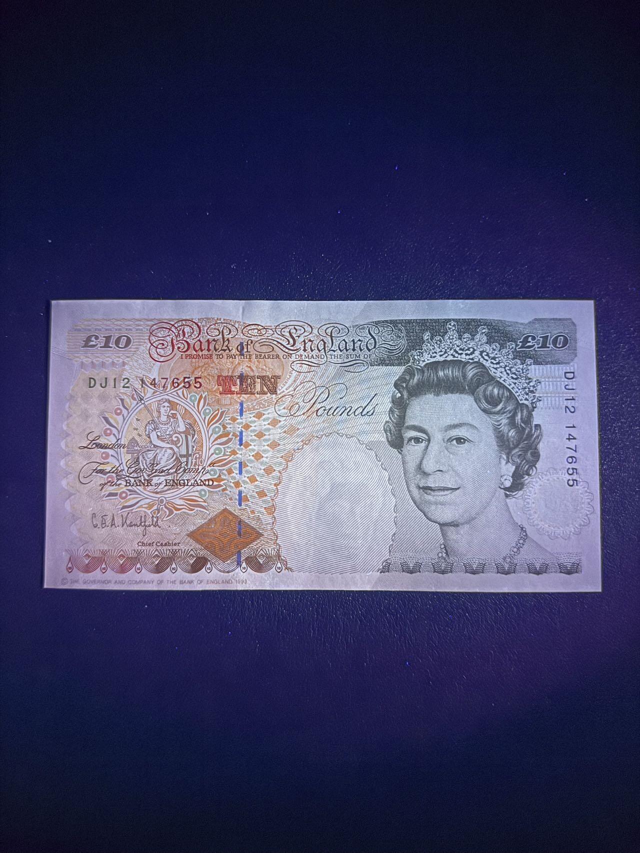 第14期 库存低价起拍 英国E序列数字10 全新unc