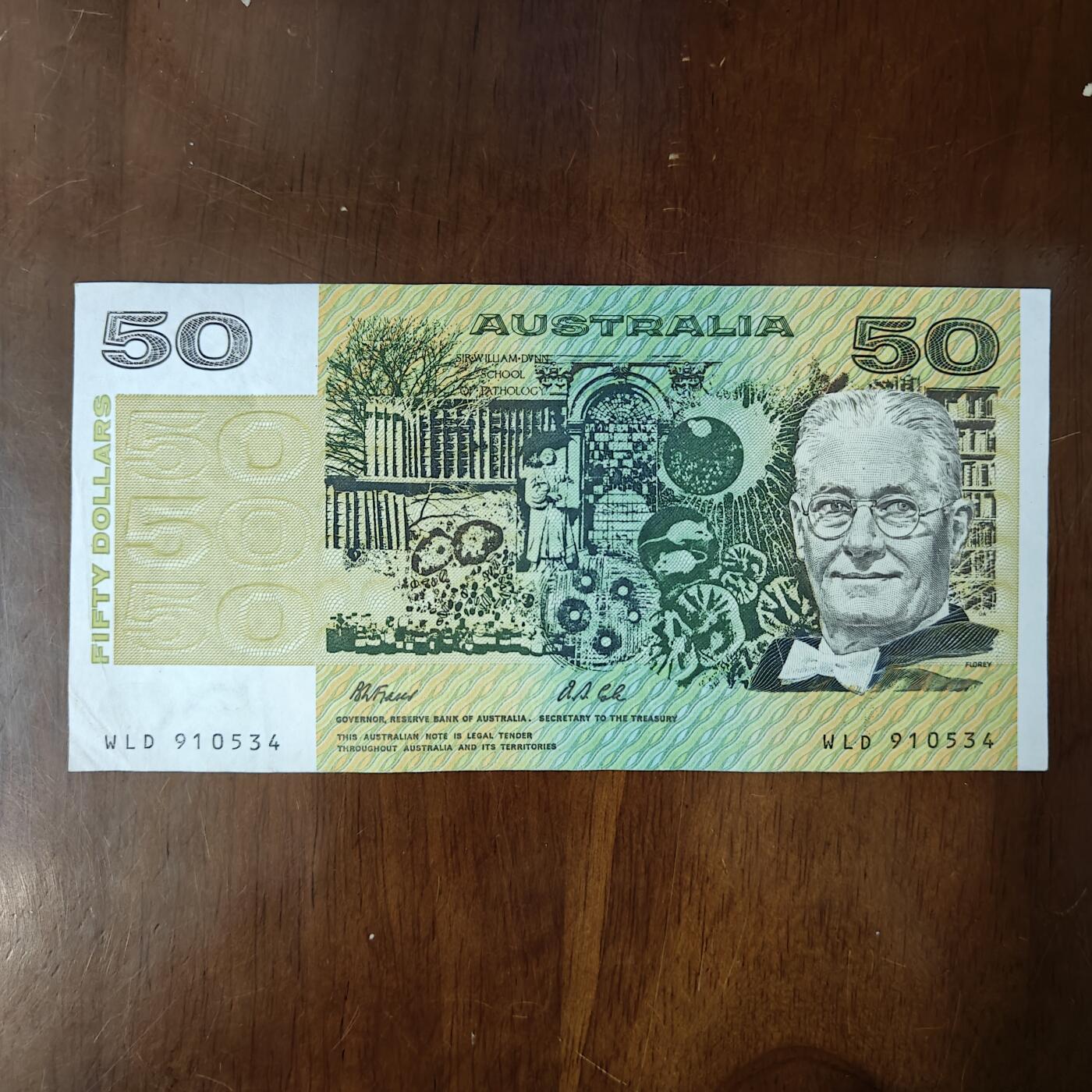 澳大利亚50圆 1983(1994)年 纸币外币 钱币保真流通好品原图片