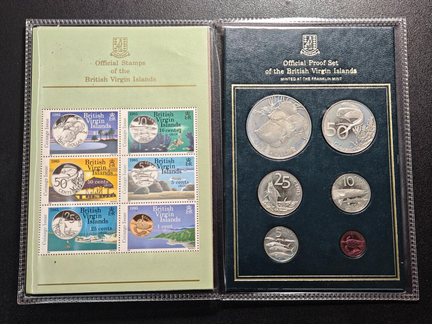 【德藏】世界币章拍卖第158期（拍品征集中~欢迎藏友联系） 1985年 英属维尔京群岛海洋动物精制纪念套币6枚全 原册